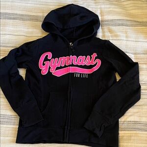 Justice Gymnast Black Hoodie with Pink Accents | Girls size 10